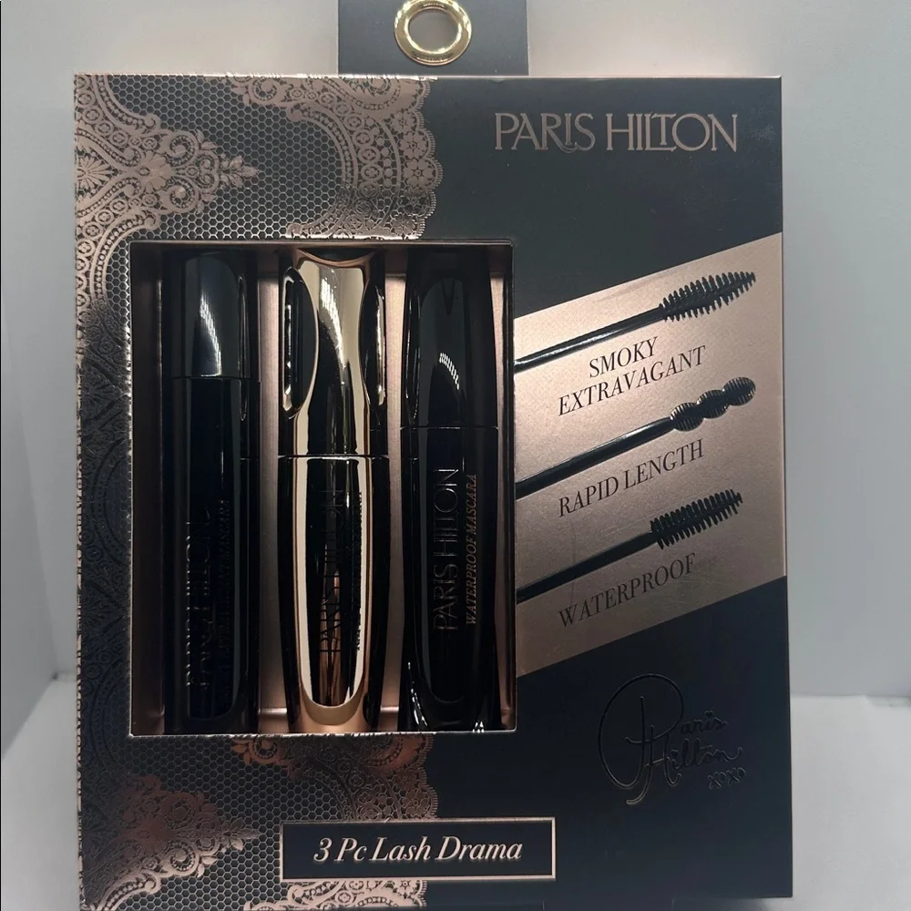 💎NWT Paris Hilton 3 Pc Lash Drama Mascara Gift Set Smoky,Rapid-length,waterproof